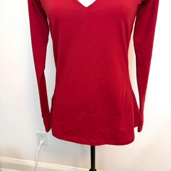 Susana Monaco Core Sexy V-Neck Long Sleeve Top In Siren Red Size Large New - Picture 4 of 13